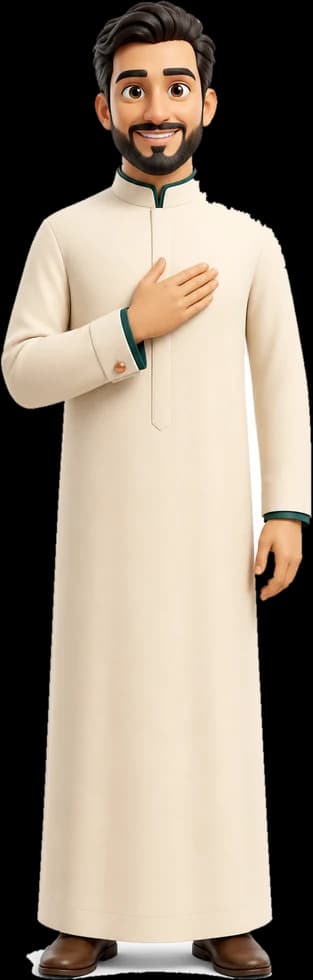 Lumen, a LunaMora AI Brand Ambassador, in a traditional thobe